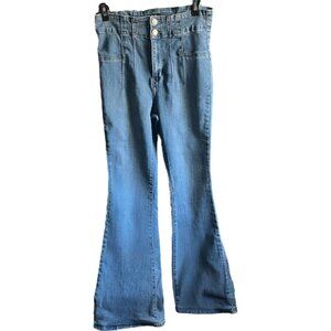 Boho Simple Society High Waisted Wide Leg Jeans 70s Hippie Flair Retro Size 9